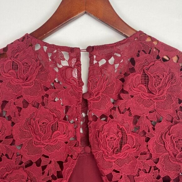 Lovers + Friends Revolve Peony Floral Lace Open Cut Out Back Romper Wine Red XS - Picture 7 of 12